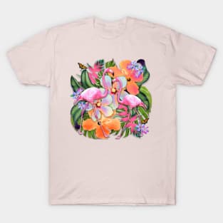 Tropical Vibes Flamingos T-Shirt